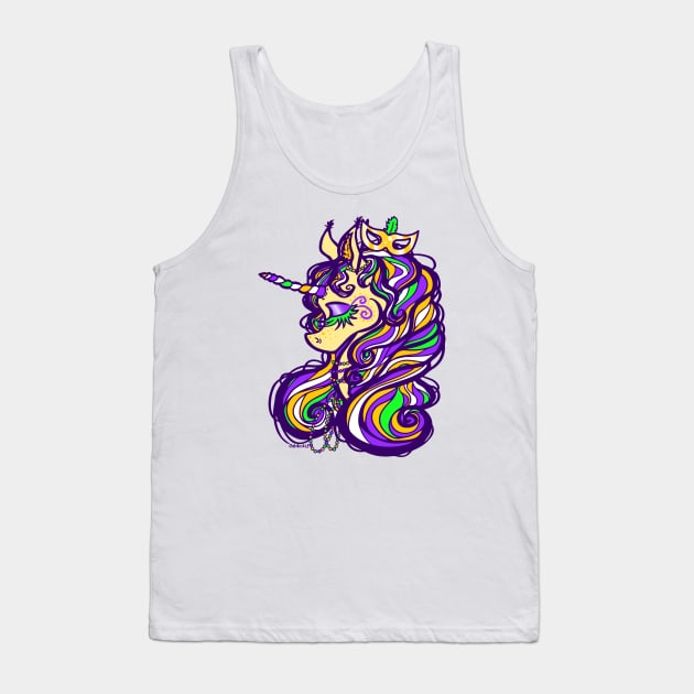 Mardi Gras Unicorn Tank Top by Jan Grackle